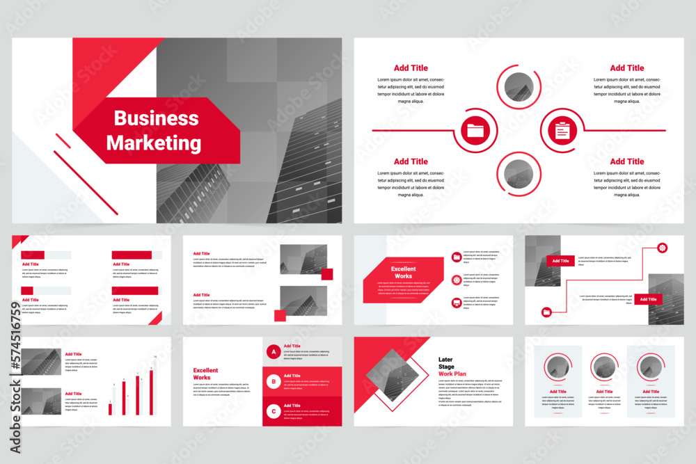 Red Modern Business Marketing Work Report Presentation