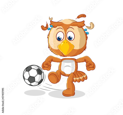 owl kicking the ball cartoon. cartoon mascot vector