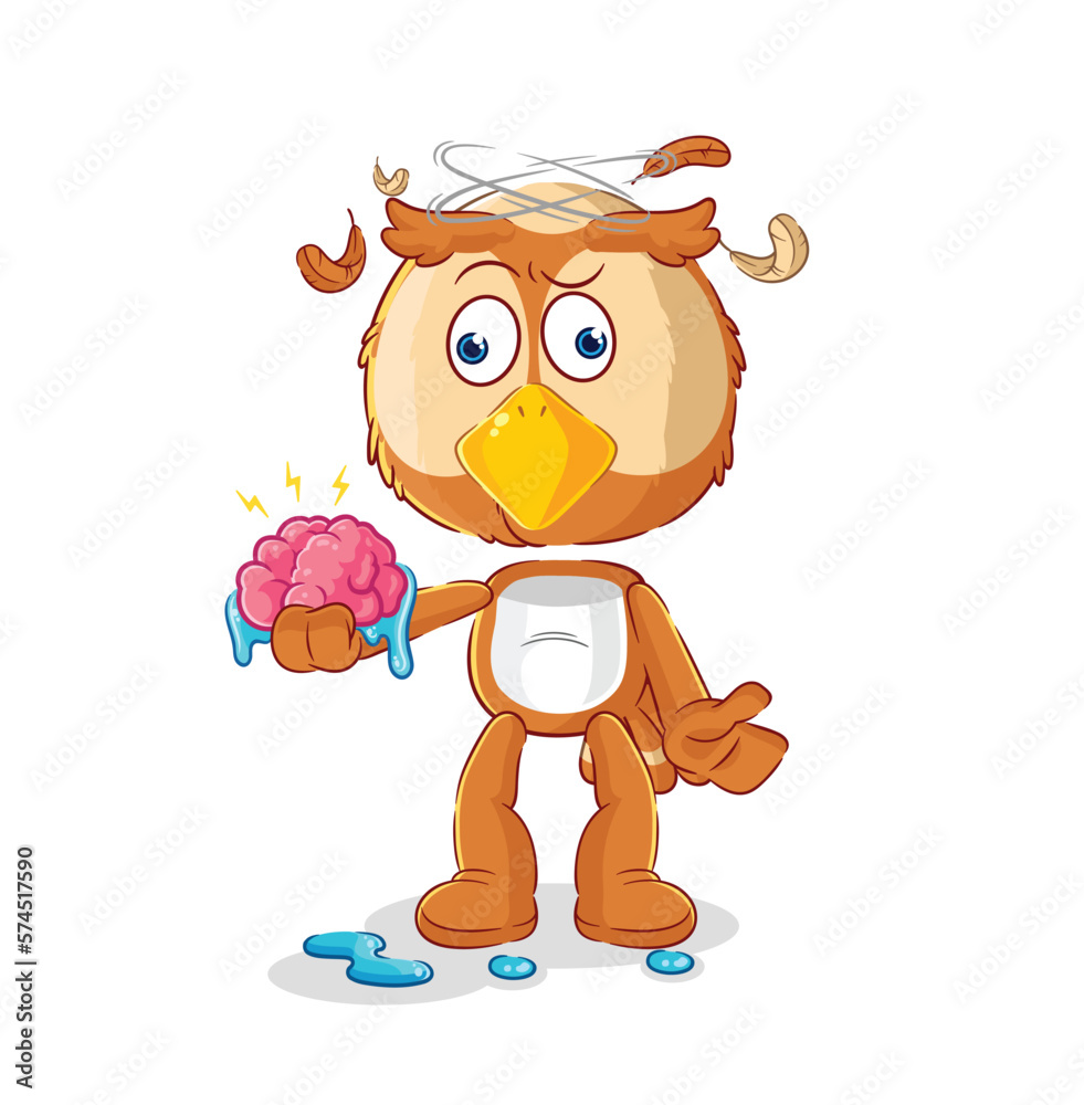 Fototapeta premium owl no brain vector. cartoon character