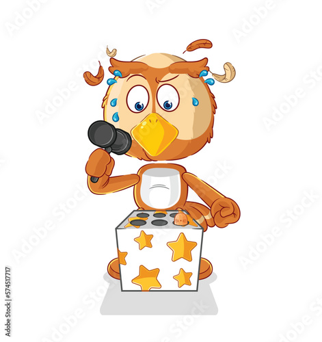 owl play whack a mole mascot. cartoon vector