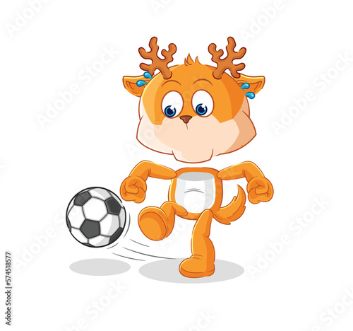 deer kicking the ball cartoon. cartoon mascot vector
