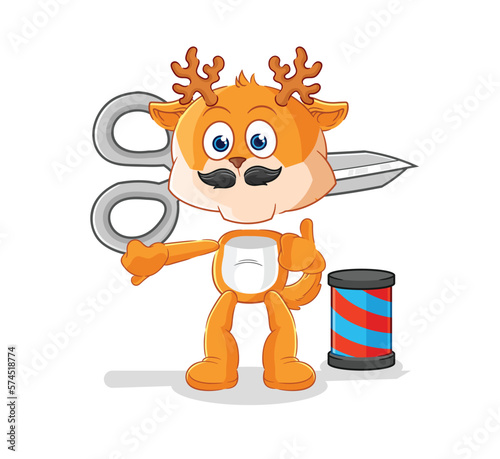 deer barber cartoon. cartoon mascot vector