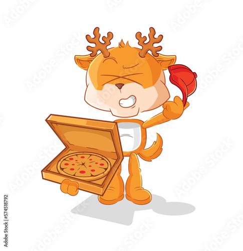 deer pizza delivery boy vector. cartoon character