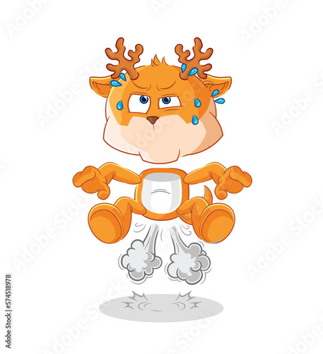 deer fart jumping illustration. character vector