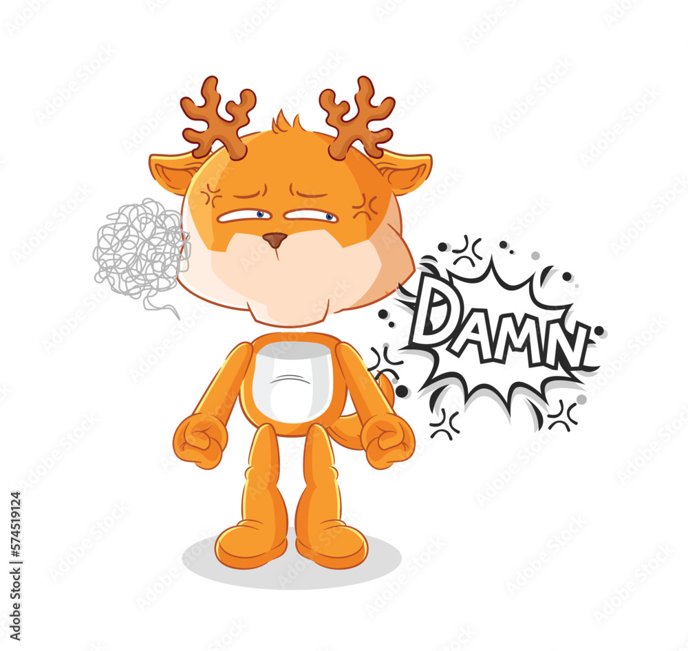 Fototapeta premium deer very pissed off illustration. character vector