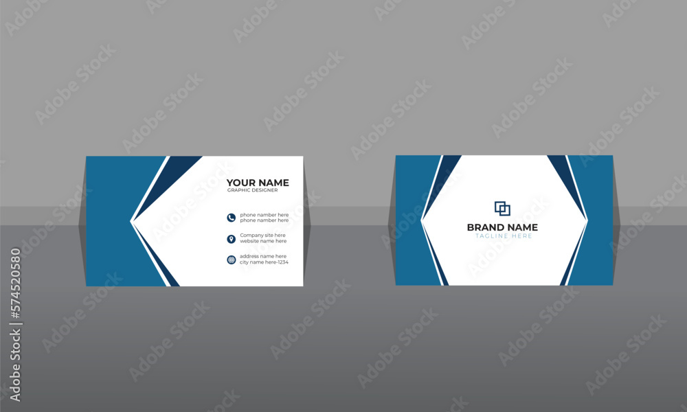 modern business card, blue and white color business card
