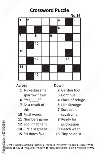 Crossword puzzle. Answer included. No 16.
