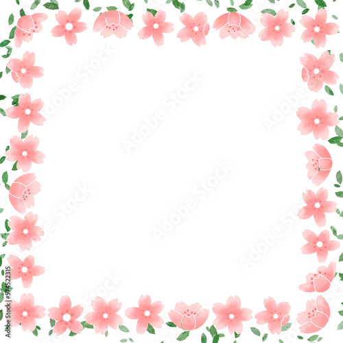 Square border frame stationery with cherry blossoms in full bloom