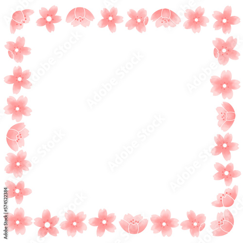 Square border frame stationery with cherry blossoms in full bloom