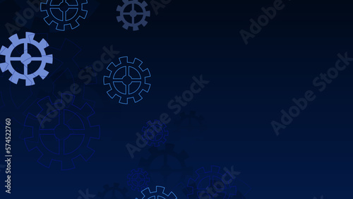 Industrial science, clockwork, technology. Technical blueprint template illustration on dark blue vector background.