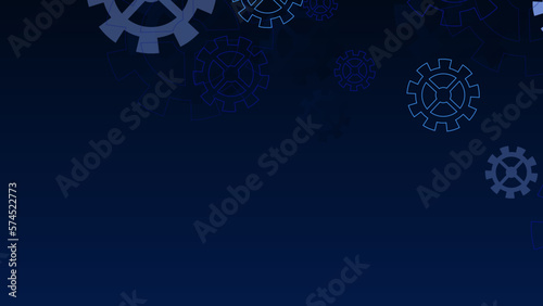Industrial science, clockwork, technology. Technical blueprint template illustration on dark blue vector background.