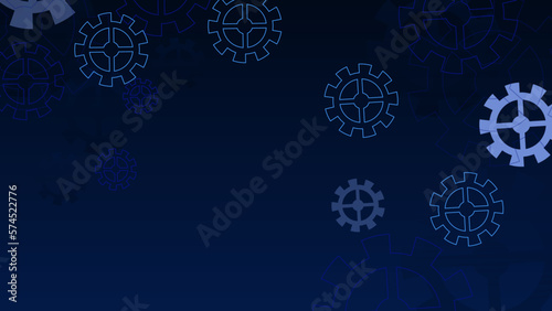 Industrial science, clockwork, technology. Technical blueprint template illustration on dark blue vector background.