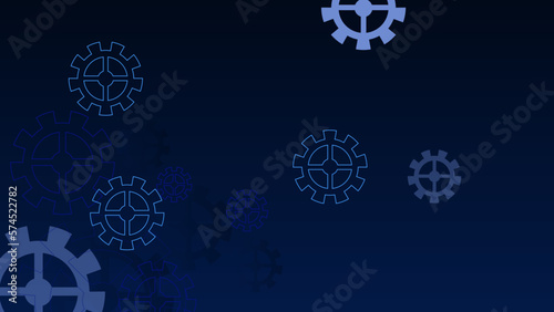 Industrial science, clockwork, technology. Technical blueprint template illustration on dark blue vector background.