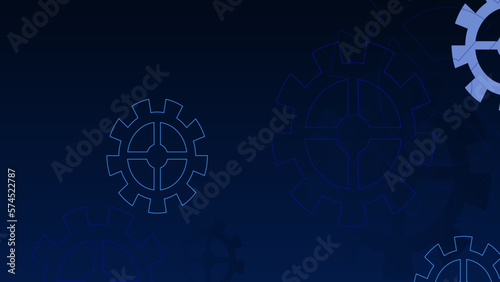Industrial science, clockwork, technology. Technical blueprint template illustration on dark blue vector background.