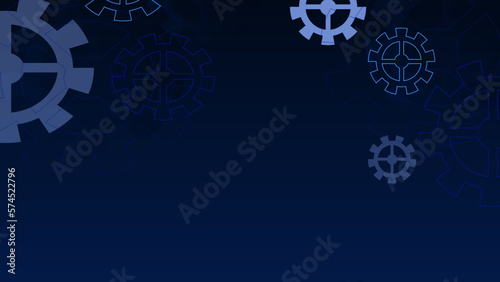 Industrial science, clockwork, technology. Technical blueprint template illustration on dark blue vector background.