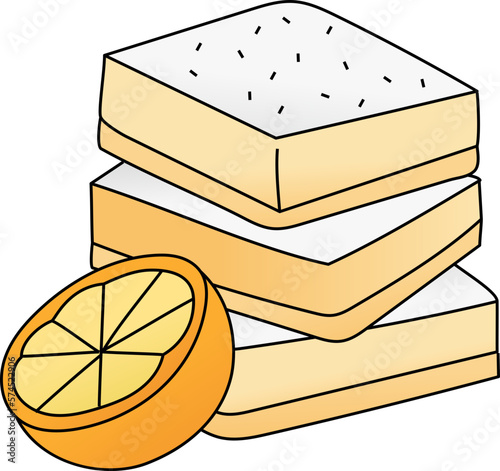 Lemon Bars Cake decorative design element for website, presentation, flyer, brochure, printing, application. illustration style