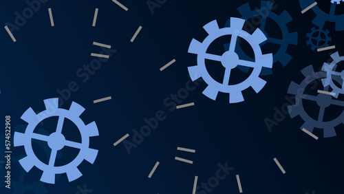 Technology background mechanical. Heap of digital gears on blue background