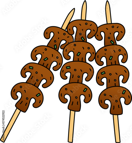 Grilled Mushrooms decorative design element for website, presentation, flyer, brochure, printing, application. illustration style