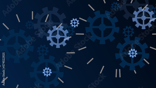 Technology background mechanical. Heap of digital gears on blue background