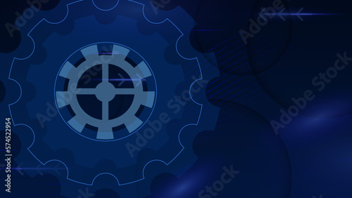 Grunge gear, cog wheels background. Industrial science, clockwork, technology. Technical blueprint template illustration on dark blue background.