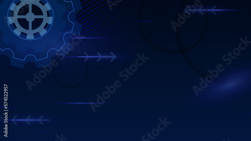 Grunge gear, cog wheels background. Industrial science, clockwork, technology. Technical blueprint template illustration on dark blue background.