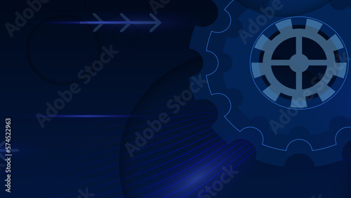 Grunge gear, cog wheels background. Industrial science, clockwork, technology. Technical blueprint template illustration on dark blue background.