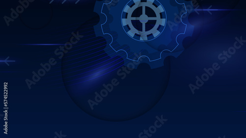Grunge gear, cog wheels background. Industrial science, clockwork, technology. Technical blueprint template illustration on dark blue background.