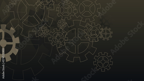 Teamwork concept. Technical support illustration, isolated on dark background. Cartoon realistic clockwork background.