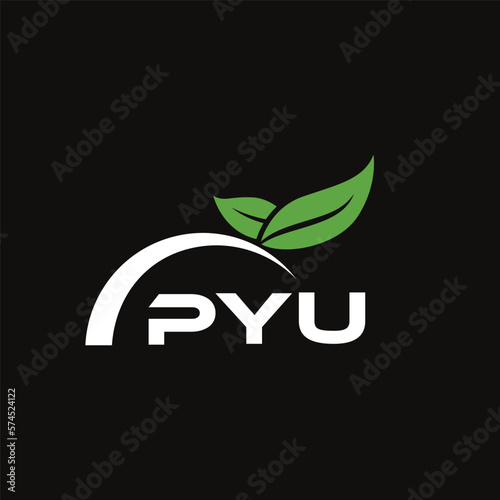 PYU letter nature logo design on black background. PYU creative initials letter leaf logo concept. PYU letter design. photo