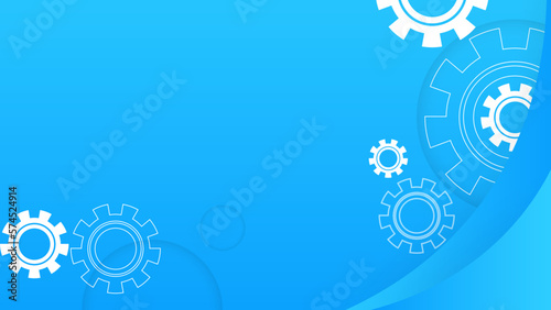 Background of cogwheels and clock mechanism. Abstract industrial technology concept, gears connection on blue background.