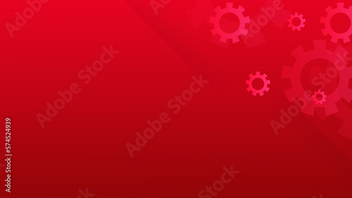 Abstract background metallic with gears, vector illustration. Blurry gears on red background. Minimal idea concept.
