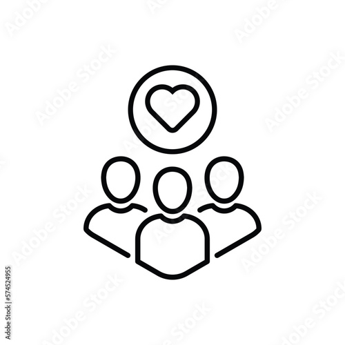 thin line community care or customer retain icon. flat linear style trend modern share logotype graphic stroke design isolated on white. concept of excellent review and collaboration or cooperation