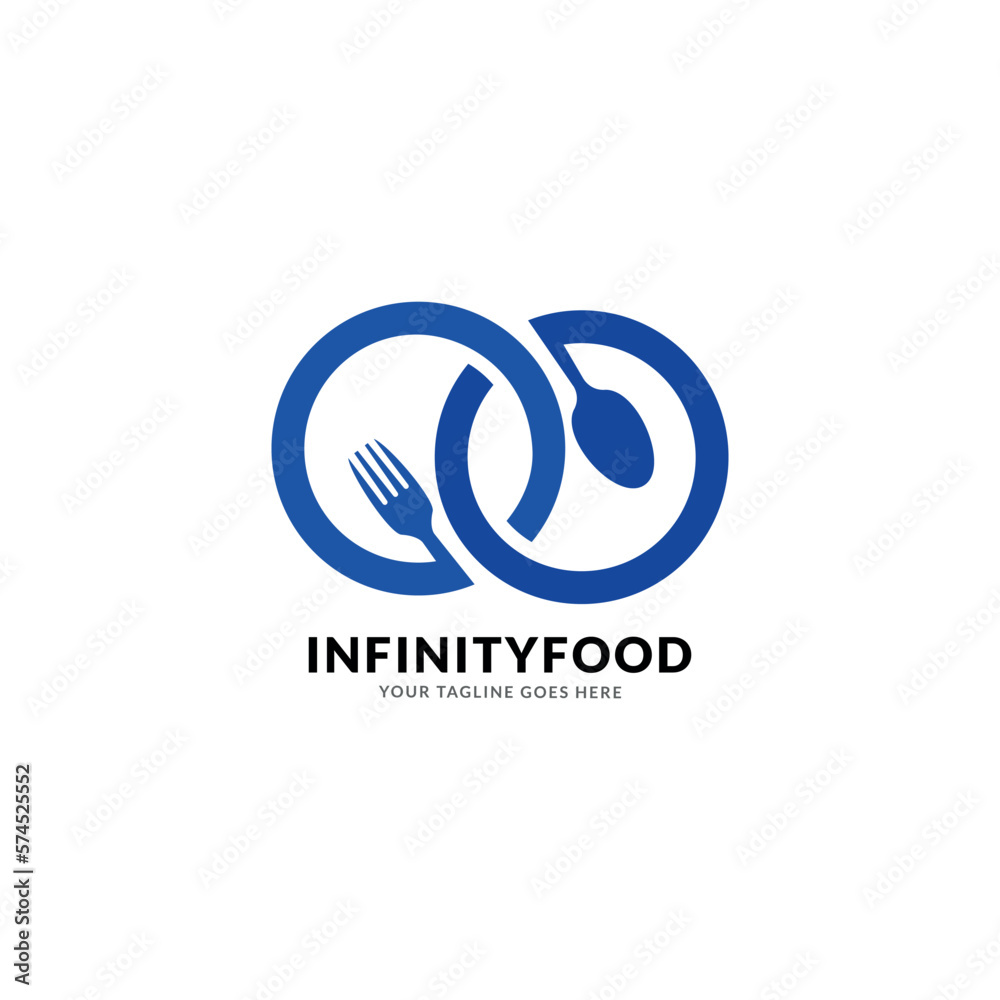 infinity food logo design with fork and spoon element