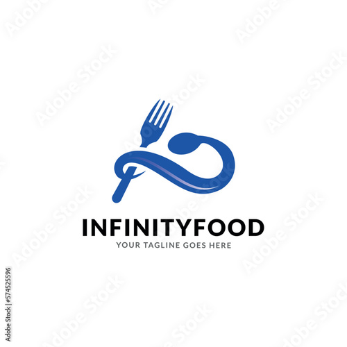 infinity food logo design with fork and spoon element