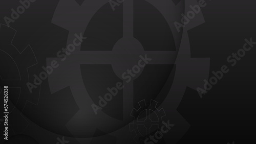Light dark grey silver and golden gear wheel on drak background. Vector illustration.