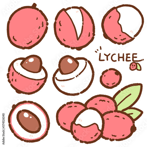 Plakat w ramie lychee cartoon drawing set