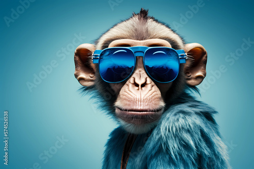Funny Monkey Wearing Sunglasses created by generative AI © Drasen