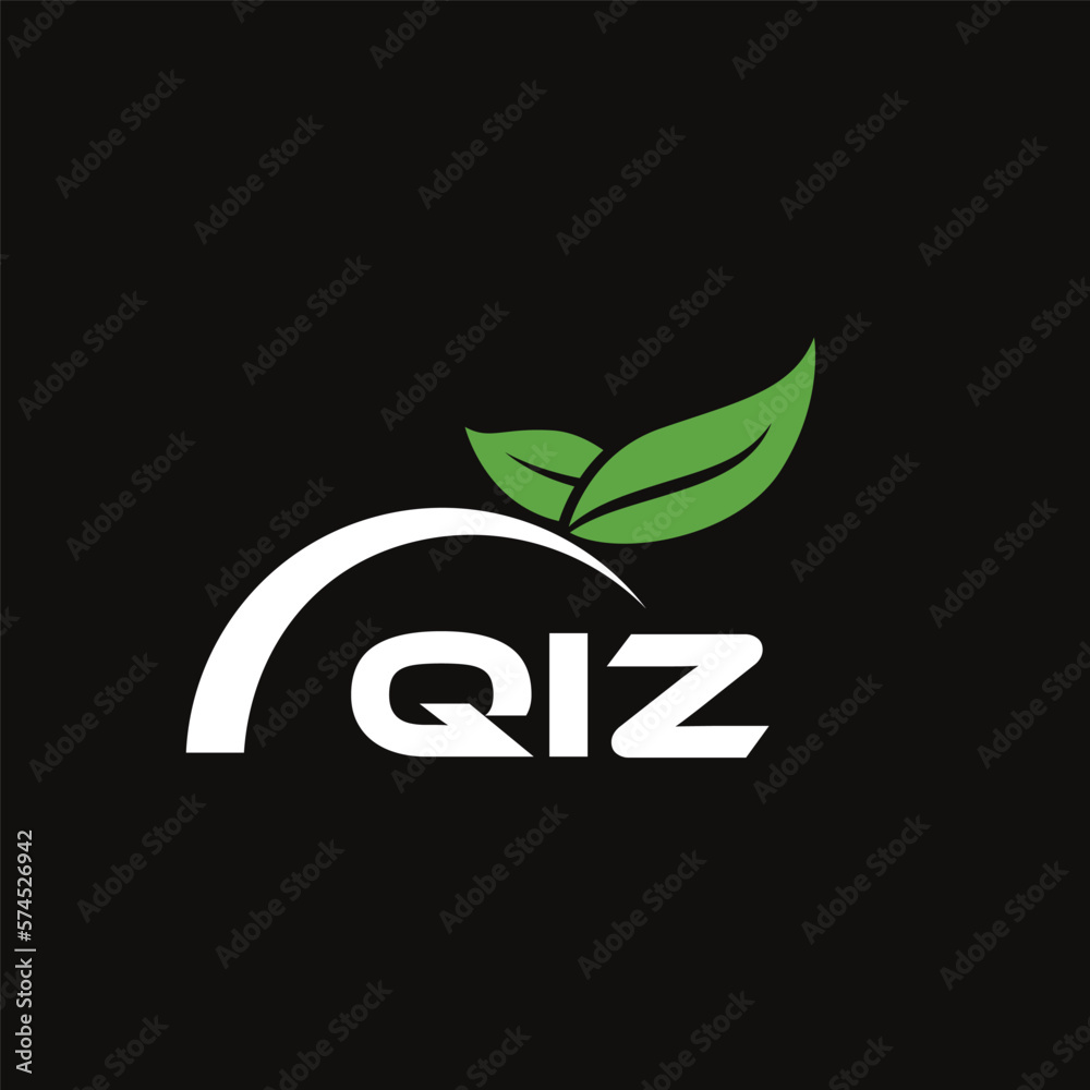 Fototapeta premium QIZ letter nature logo design on black background. QIZ creative initials letter leaf logo concept. QIZ letter design.