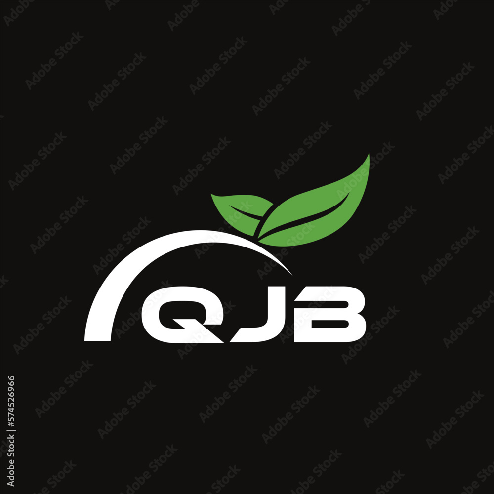 QJB letter nature logo design on black background. QJB creative initials letter leaf logo concept. QJB letter design. QJB letter nature logo design on black background. QJB creative initials letter leaf logo concept. QJB letter design.