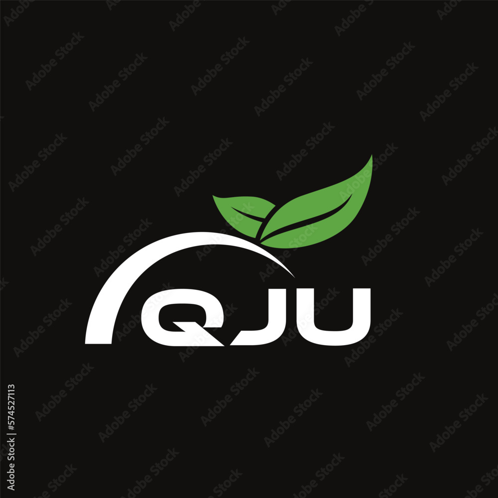 QJU letter nature logo design on black background. QJU creative initials letter leaf logo concept. QJU letter design. QJU letter nature logo design on black background. QJU creative initials letter leaf logo concept. QJU letter design.