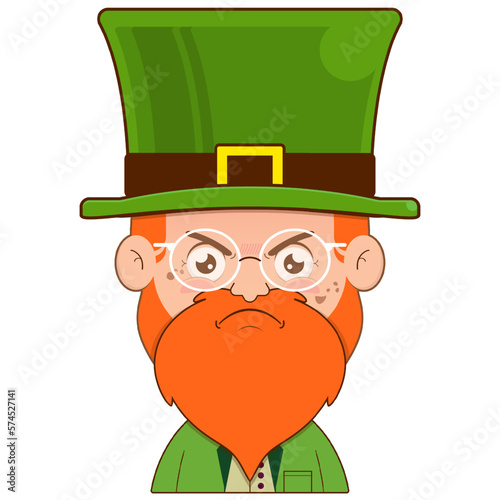 elf leprechaun angry face cartoon cute for saint patrick's day