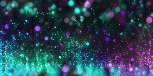 background of abstract glitter lights. purple, teal and black. banner, generative ai