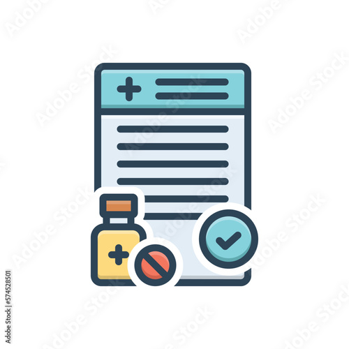 Color illustration icon for prescribed