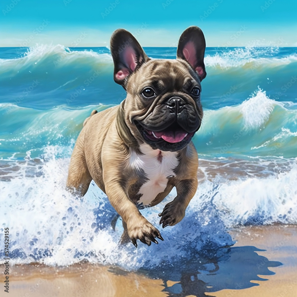 Dog running on beach 
