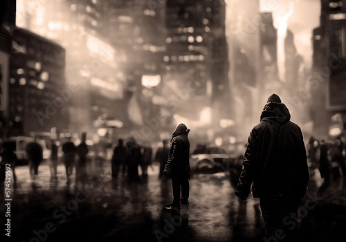 Illustration of A New York Street Scene
