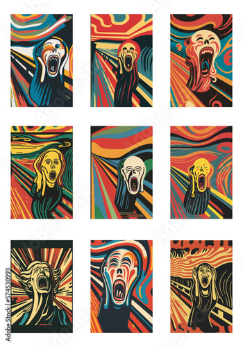 Tableau sur toile Set of variations of famous art work The Scream