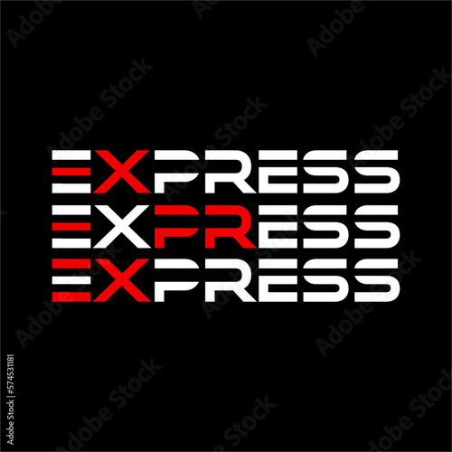 Express word logo design vector. .Fast delivery concept with arrow sign negative space. Can be used on express delivery services.