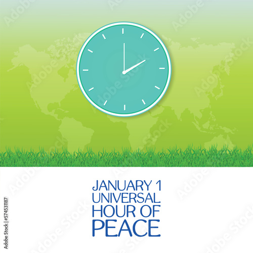 universal hour of peace. Design suitable for greeting card poster and banner