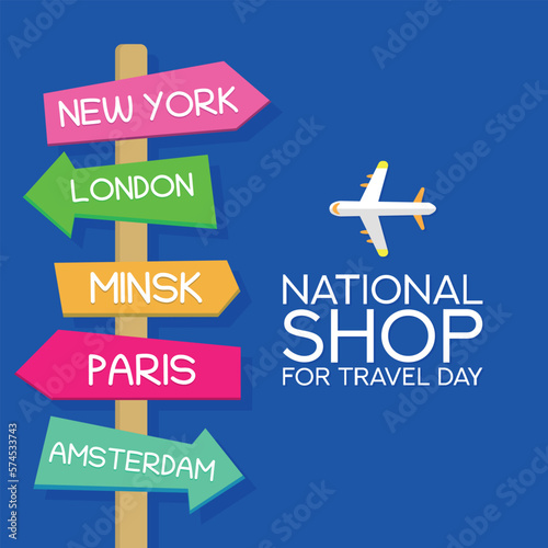 Shop For Travel Day. Design suitable for greeting card poster and banner