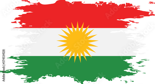Kurdistan flag grunge brush color image vector photo